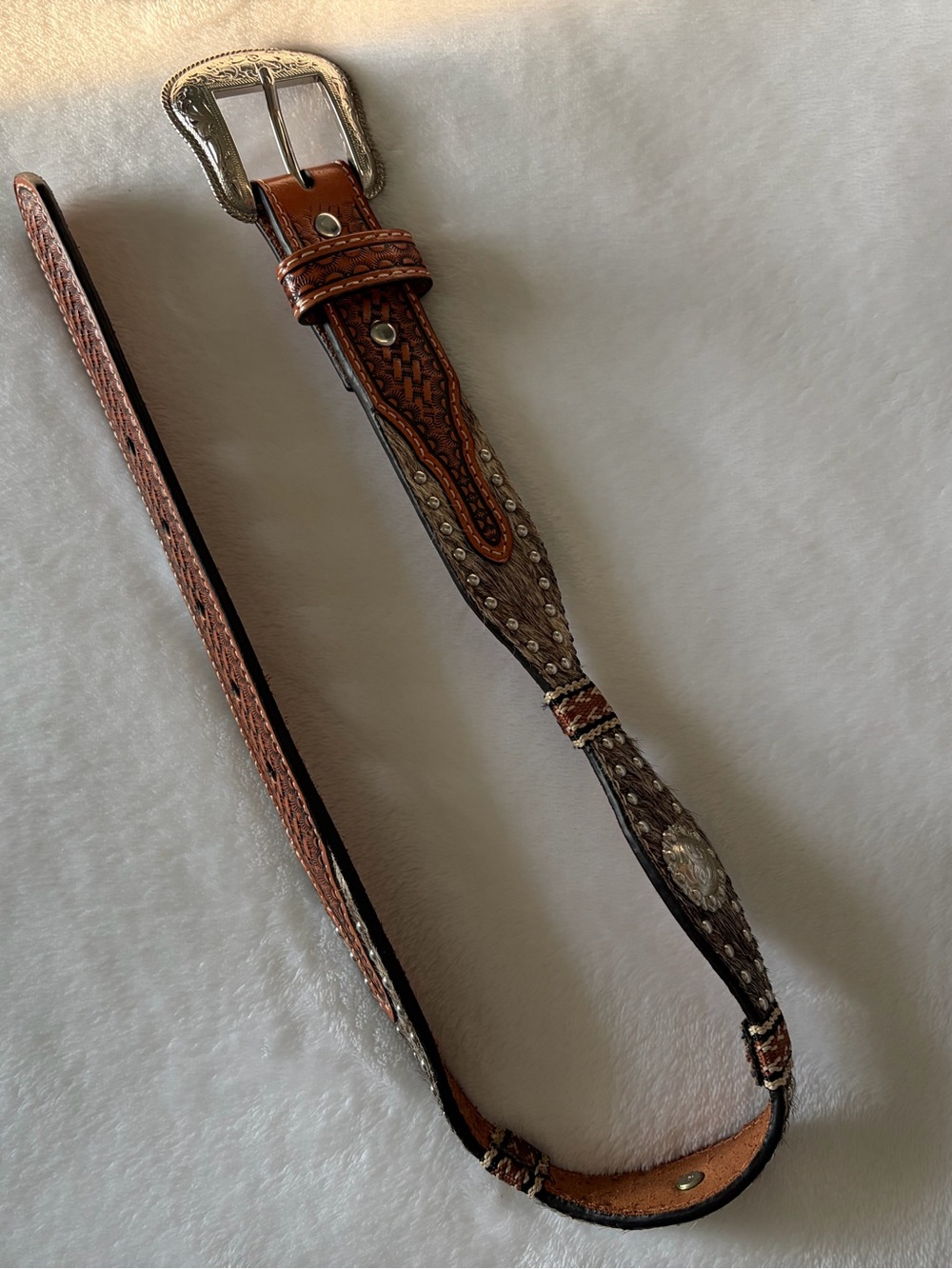 Nocona Western Boys Belt - Youth Leather Calf Hair Unisex Child Kid Cowboy Girl